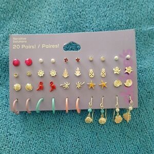 20 Pairs of SUMMER FUN Colorful Earrings NWT